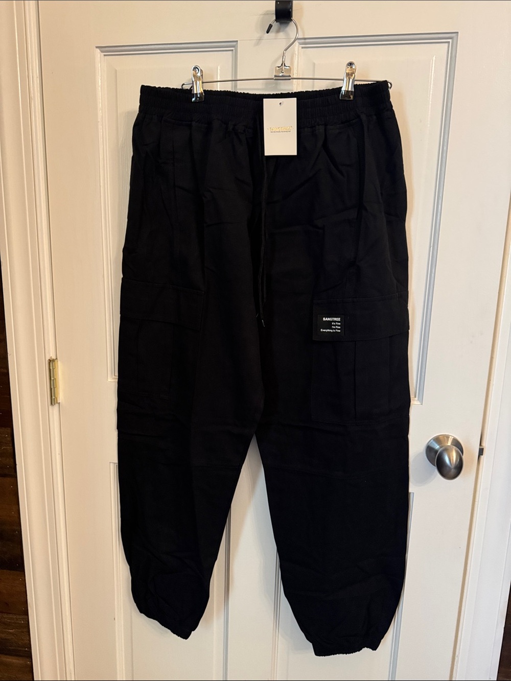 Black Cargo Joggers with Elastic Waistband - Unbranded